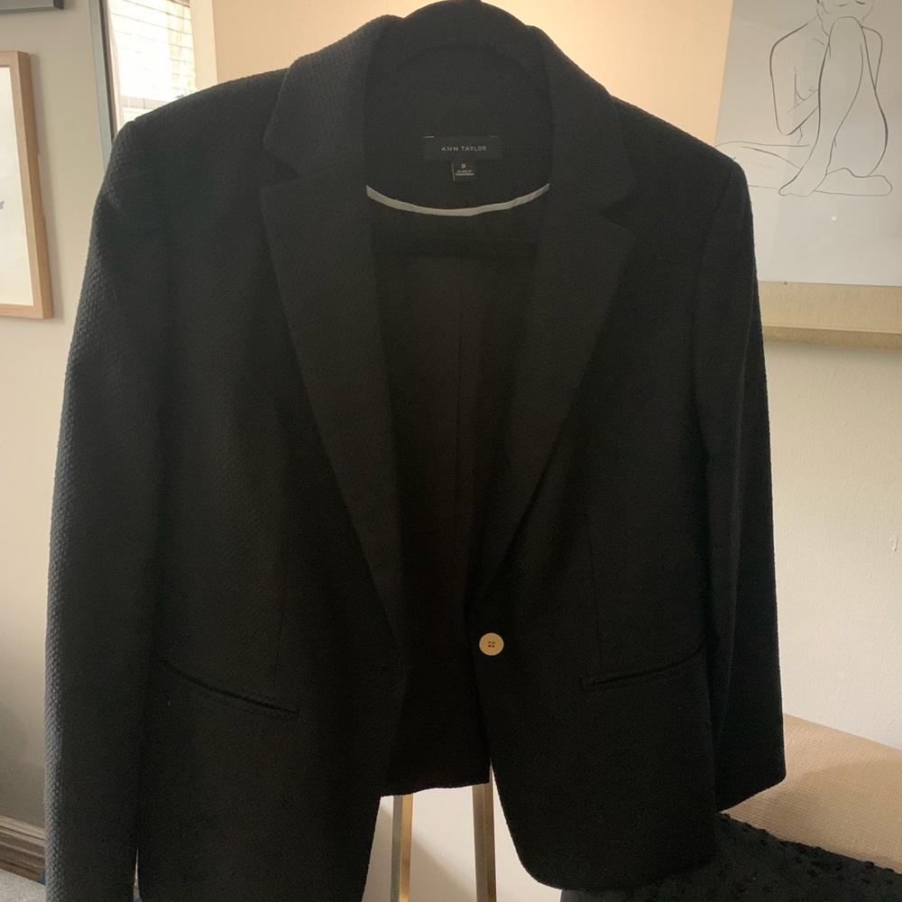 Ann Taylor Black Textured Blazer